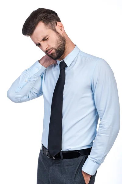 Man feeling pain in neck. — Stock Photo, Image