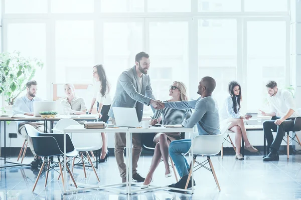 Business people working and communicating with each other — Stock Photo, Image