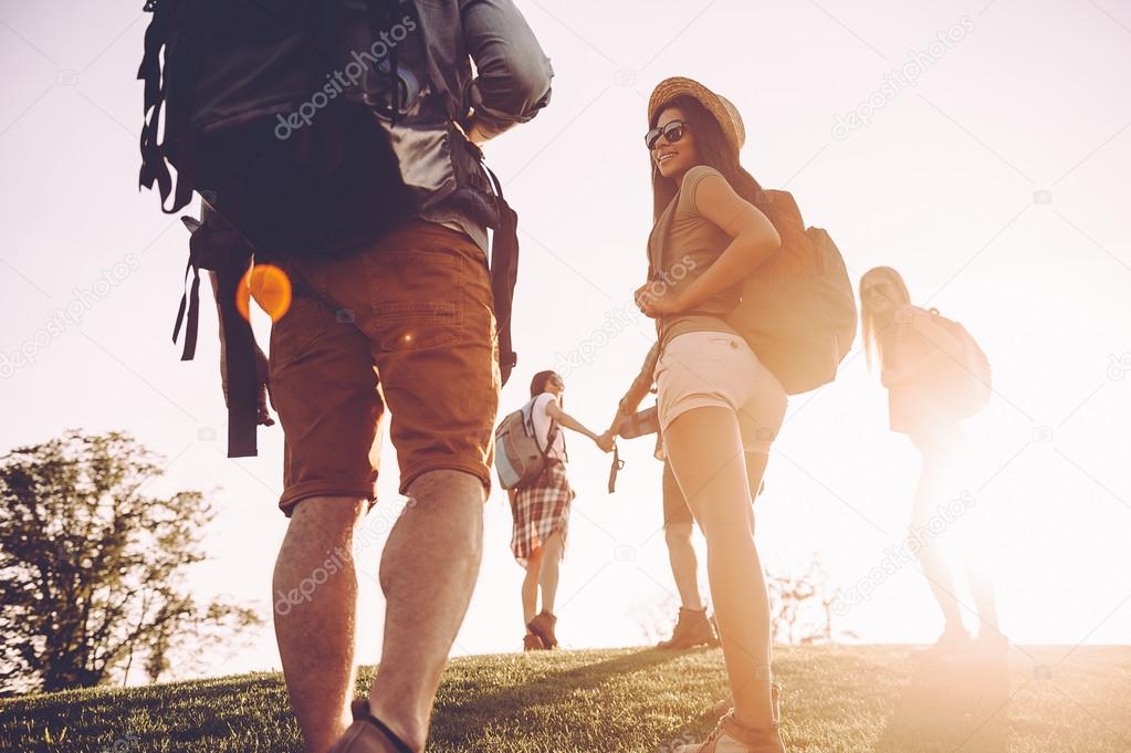 young people with backpacks