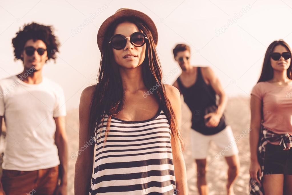 young people on beach