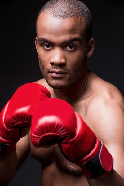 African man in boxing gloves — Stock Photo, Image