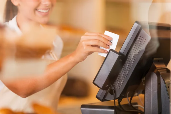 Cashier at work. — Stock Photo, Image