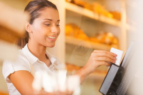 Cashier at work. — Stock Photo, Image