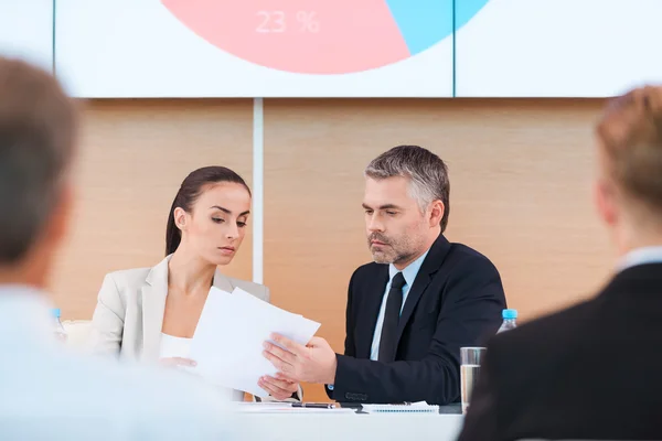 Förbereder presentationen. — Stockfoto