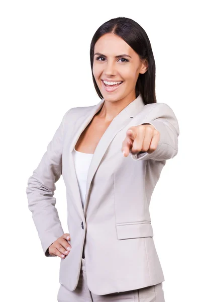 Businesswoman pointing you — Stock Photo, Image