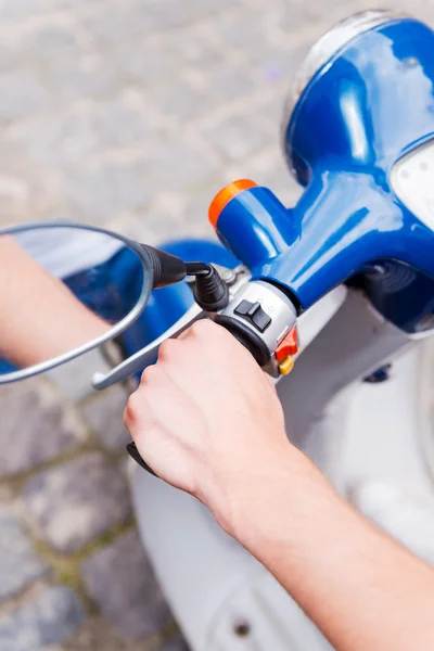 Man riding scooter — Stock Photo, Image