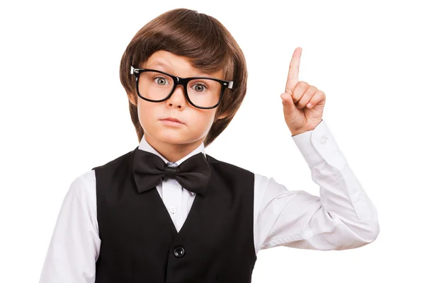 Boy pointing up — Stock Photo, Image