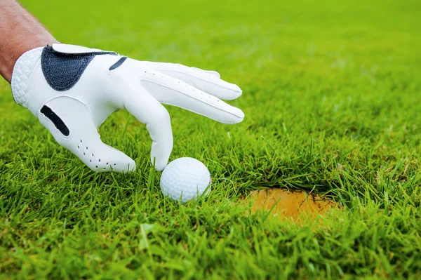 Hand in golf glove — Stock Photo, Image