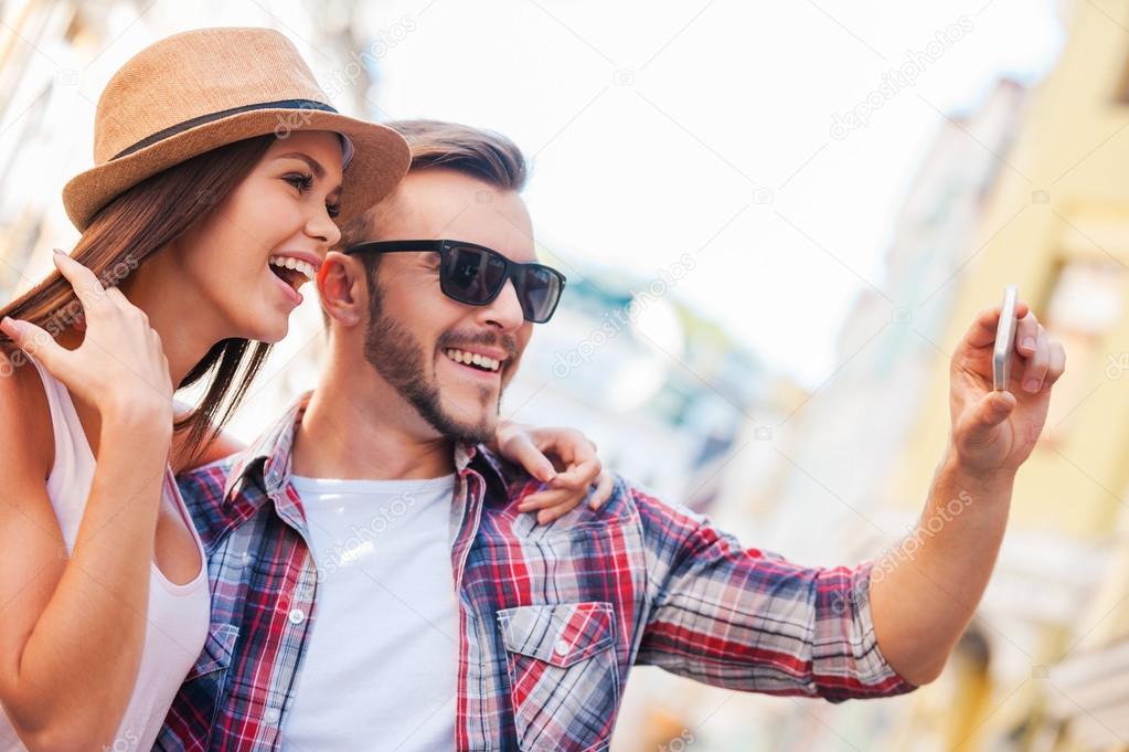 Couple making selfie