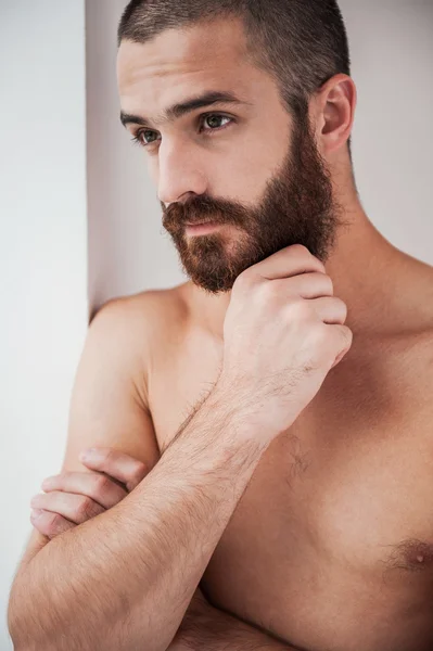 Bearded and shirtless man — Stock Photo, Image