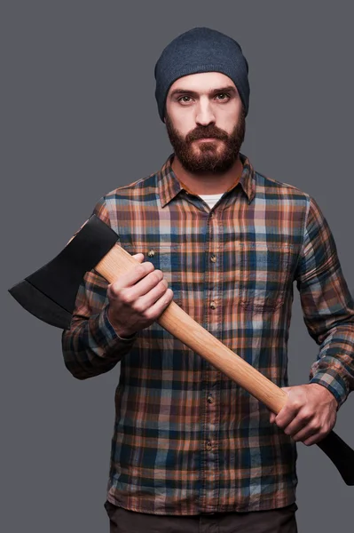 Confident lumberjack. — Stock Photo, Image