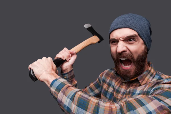 Furious lumberjack. — Stock Photo, Image