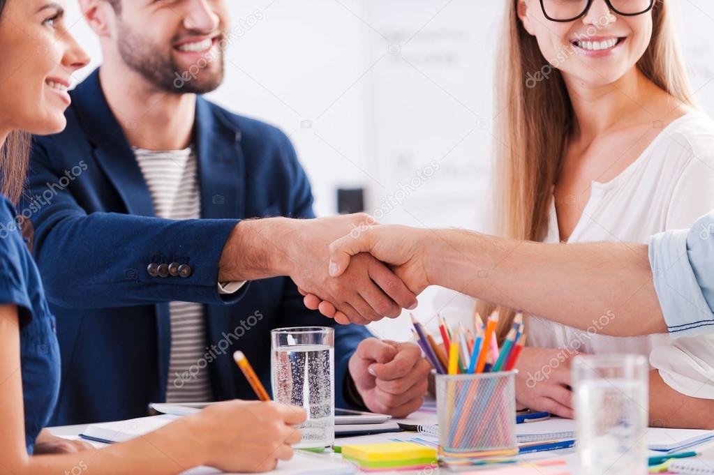 Business people  shaking  hands