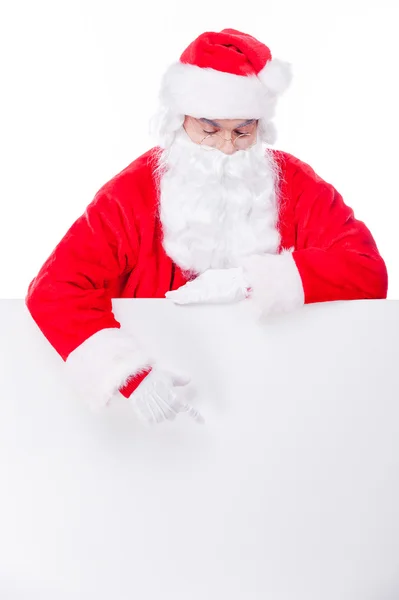 Santa Claus pekar kopia utrymme — Stockfoto