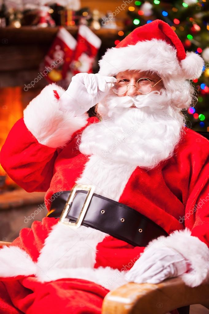 santa claus sitting at his chair stock photo santa claus sitting at his chair stock photo