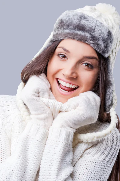 Woman wearing warm winter clothing — Stock Photo, Image