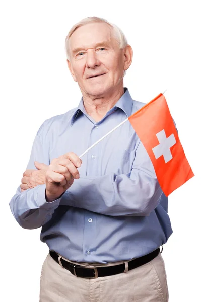 Drapeau supérieur de la Suisse — Photo