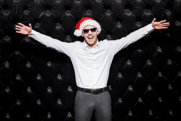Man in sunglasses and Santa hat — Stock Photo, Image