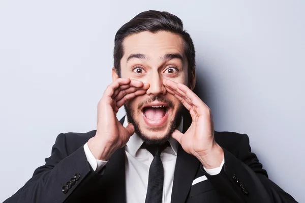 Happy young man screaming — Stock Photo, Image