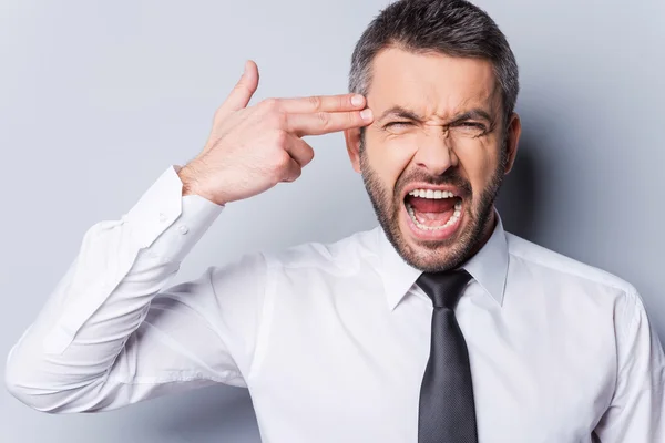 Furious mature man in shirt and tie — Stock Photo, Image