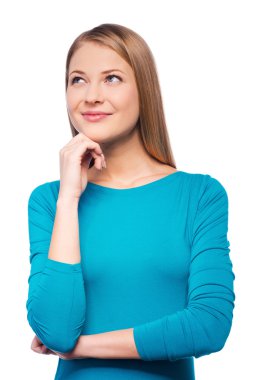 Eli çeneme tutan kadın