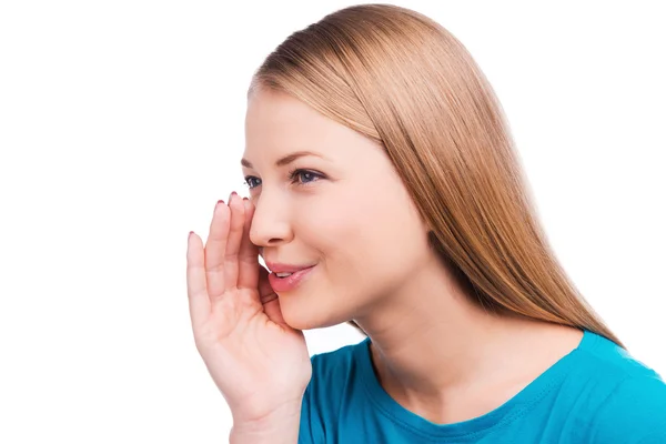 Young woman whispering — Stock Photo, Image