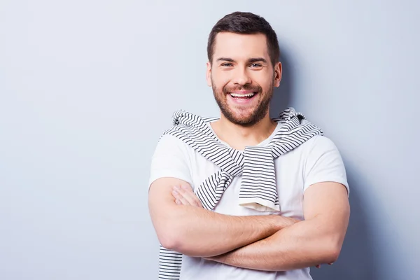 Young man keeping arms crossed — Stock Photo, Image