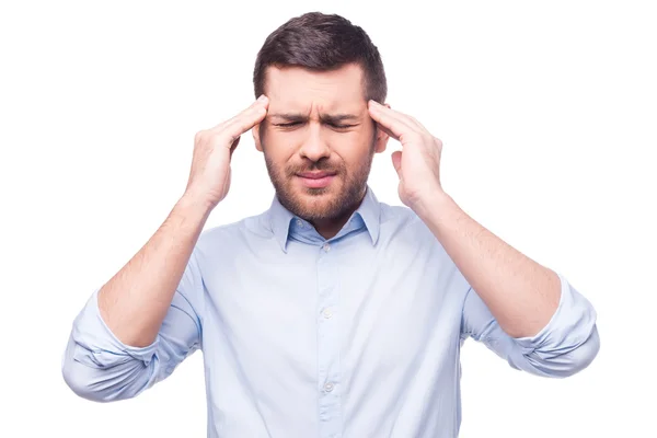 Man in shirt touching his head — Stock Photo, Image