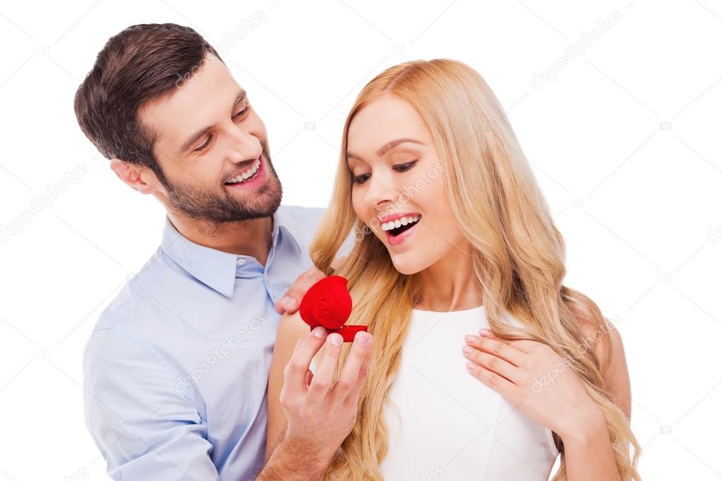 Man making proposal to girlfriend