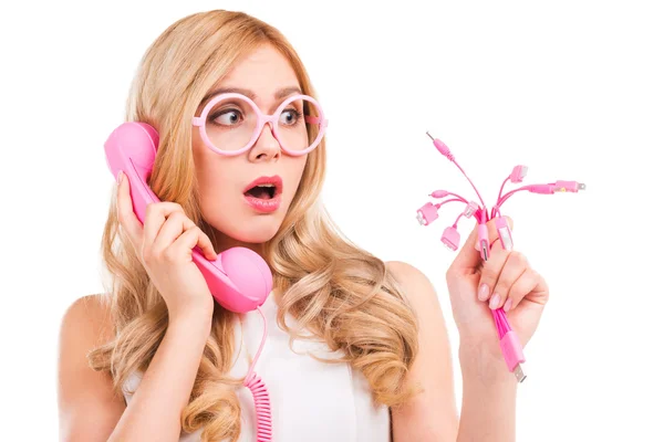 Woman talking on telephone — Stock Photo, Image