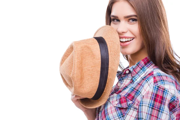 Женщина в шикарной шляпе — стоковое фото