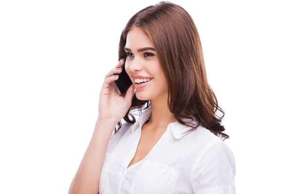 Woman talking on mobile phone — Stock Photo, Image