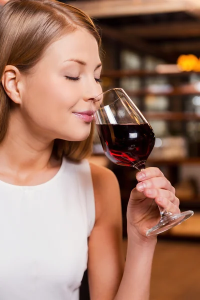 Woman holding glass with  wine Stock Photo