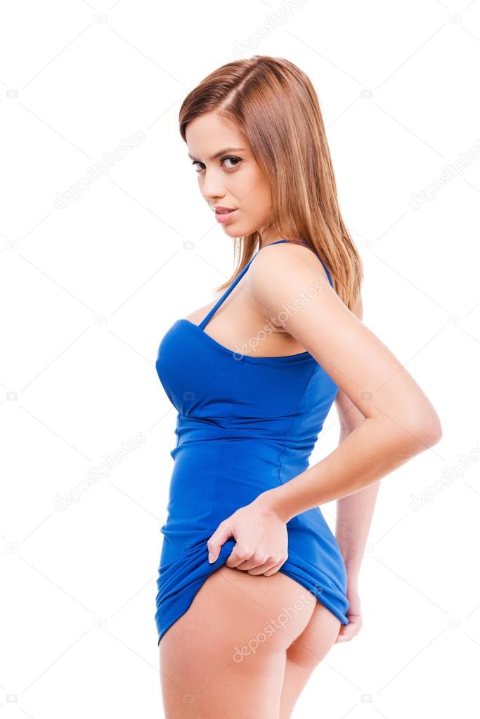 Mulher Brincalhão Que Levanta No Vestido Tight-fitting Imagem de Stock -  Imagem de vestido, adulto: 15607443