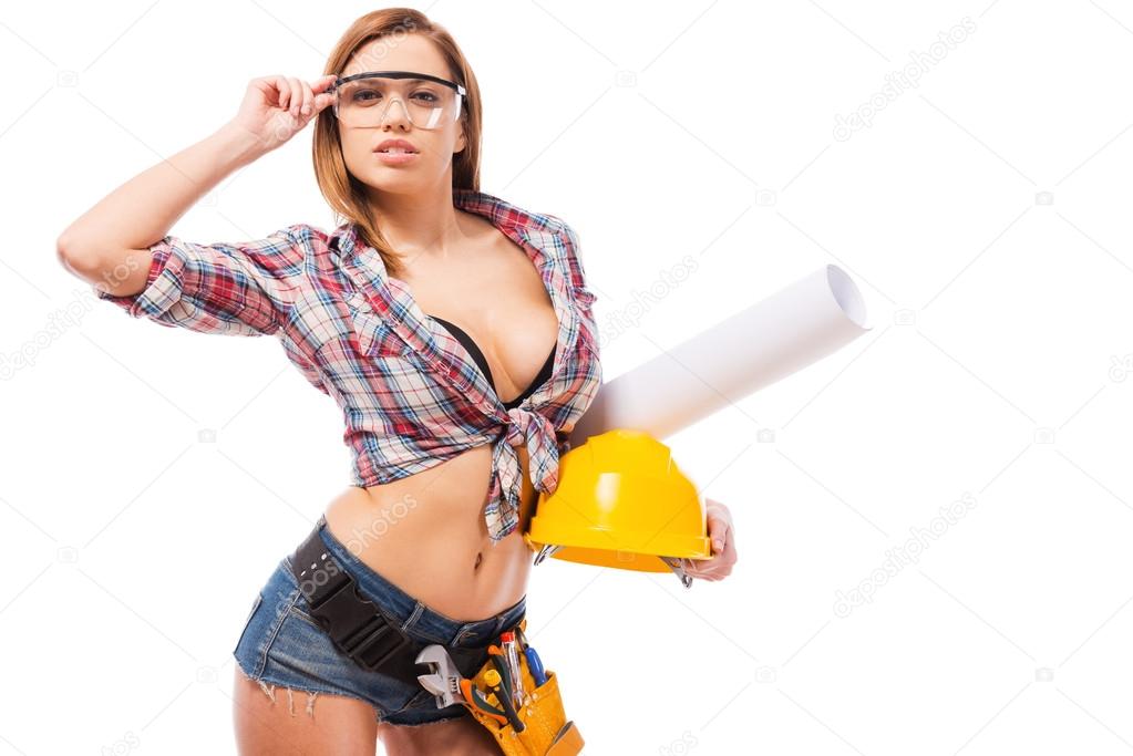 Woman with tool belt