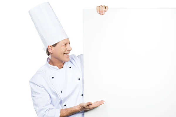 Chef leaning at copy space — Stock Photo, Image
