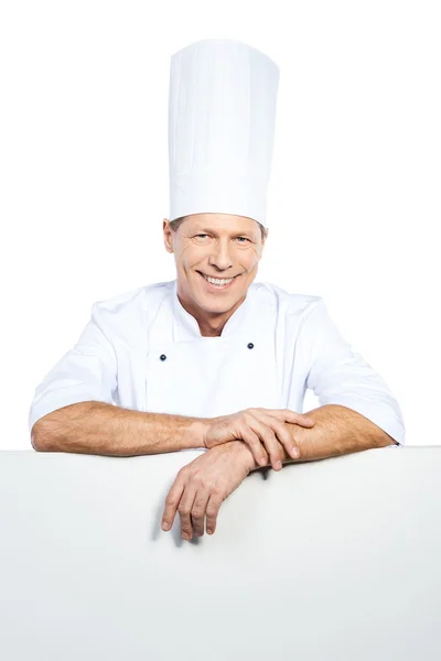 Chef leaning at copy space — Stock Photo, Image