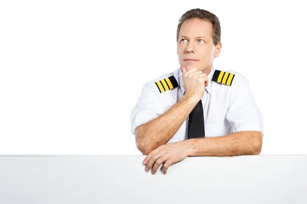 Thoughtful male pilot — Stock Photo, Image