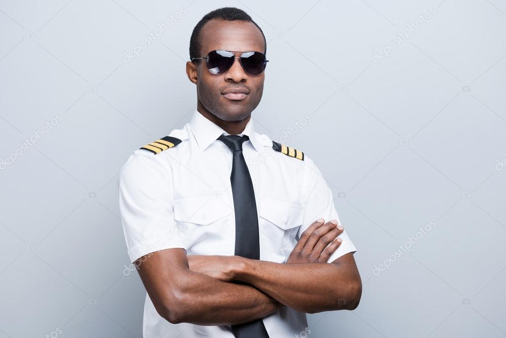 African pilot in uniform