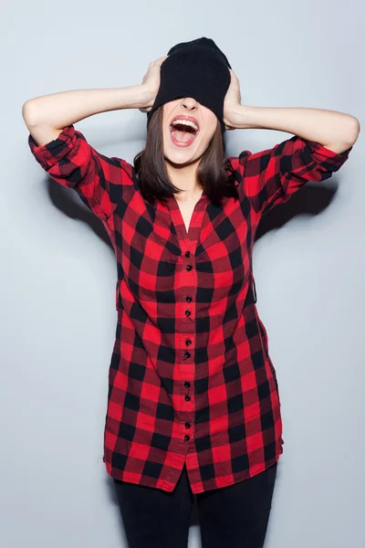 Mujer en la cabeza posando —  Fotos de Stock