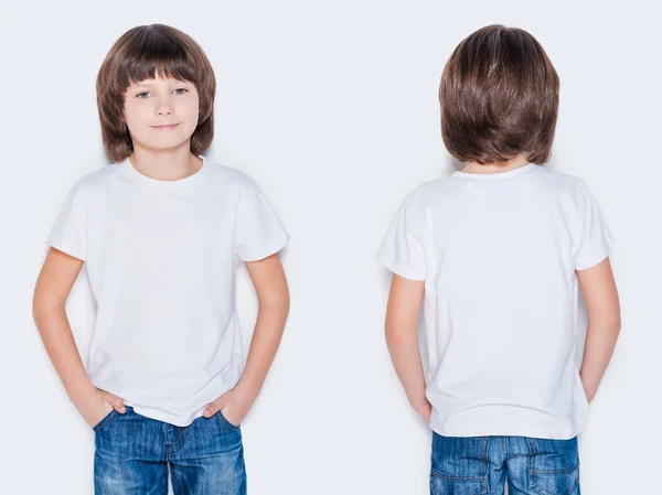 Little boy holding hands in pockets — Stock Photo, Image