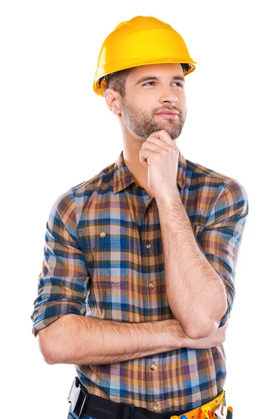 Thoughtful young male carpenter — Stock Photo, Image