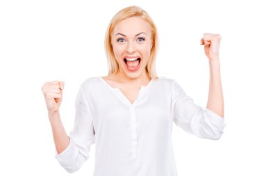 Heyecanlı kadın kaldırdı silah tutmak