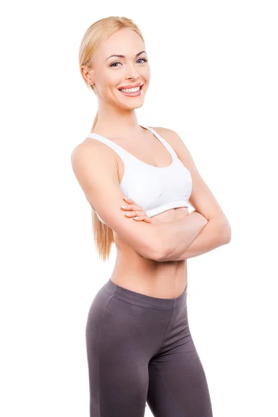 Woman keeping arms crossed — Stock Photo, Image