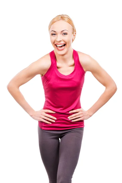 Woman holding hands on her hips — Stock Photo, Image