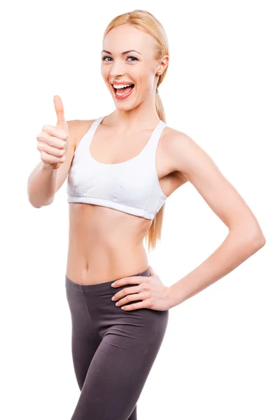 Woman showing her thumb up — Stock Photo, Image