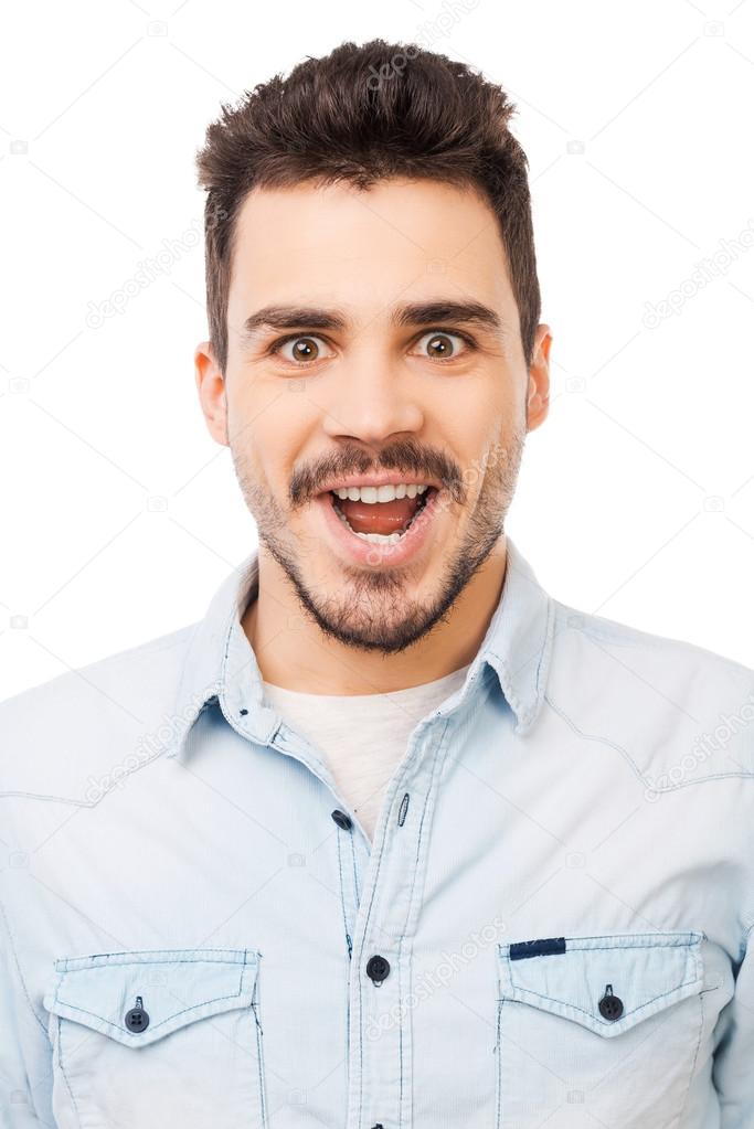 Surprised young man staring