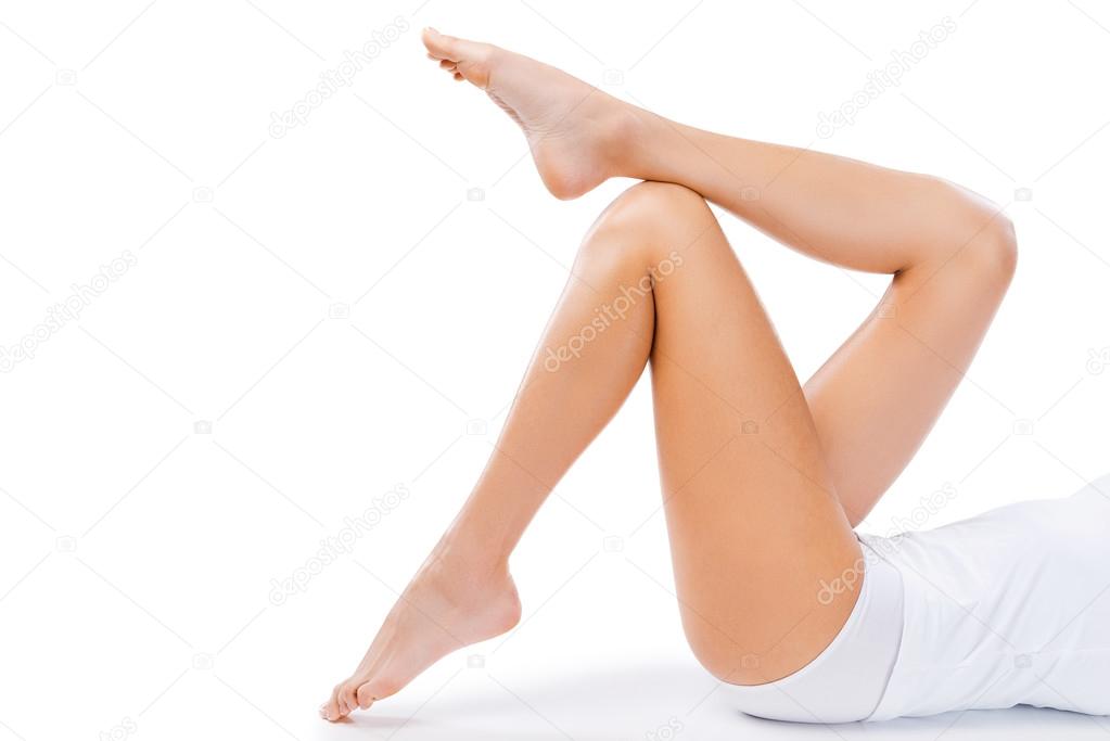 Woman with long legs lying