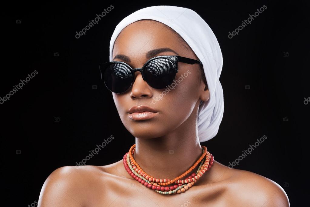 headscarf and sunglasses