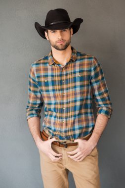 Man wearing cowboy hat clipart